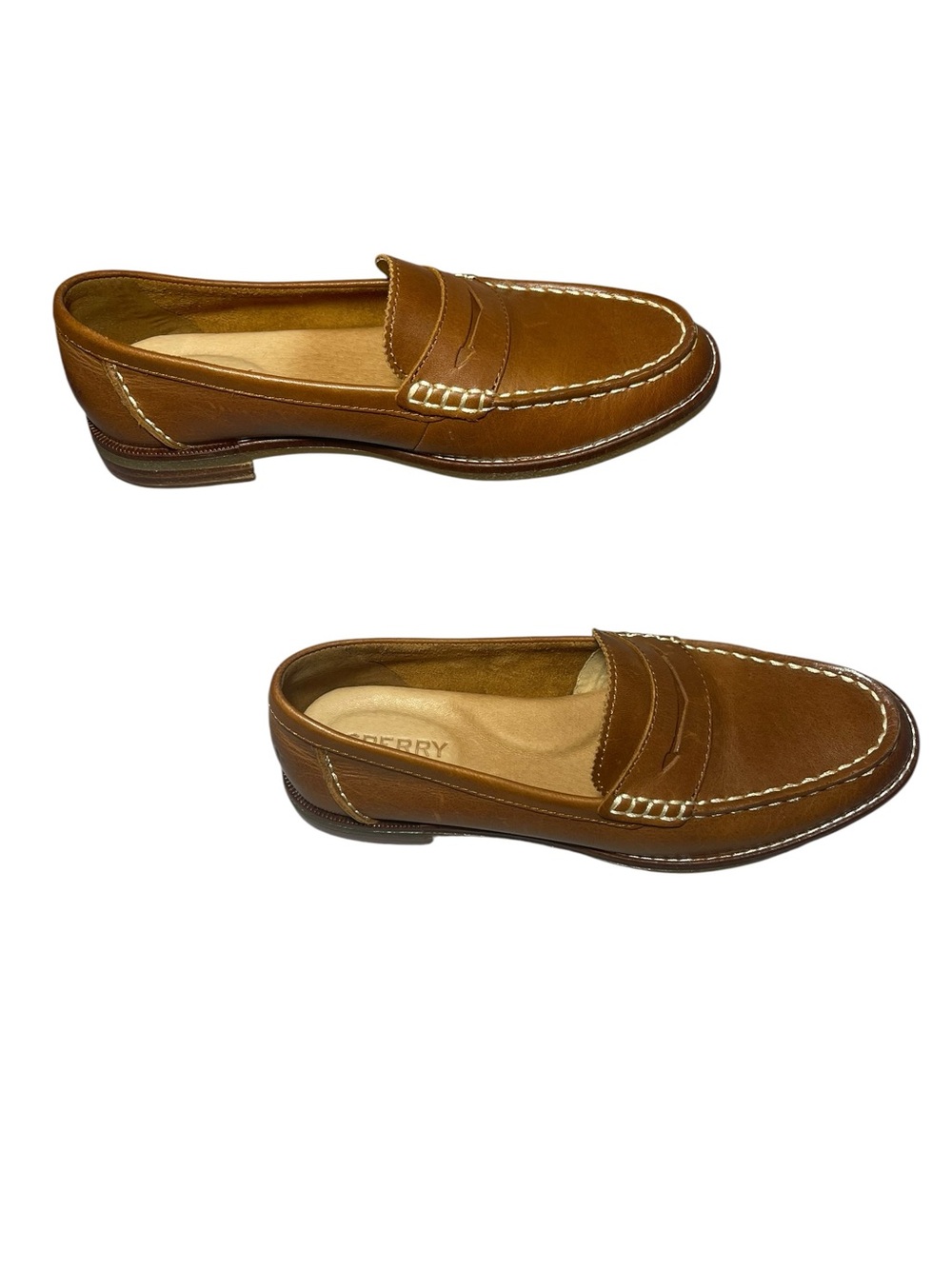 Sperry Tan All Leather Womens Penny Loafers